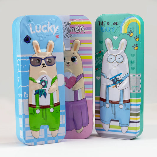Bunny Theme Steel Geometry Case/Steel Pencil Case for School/Pencil box for kids