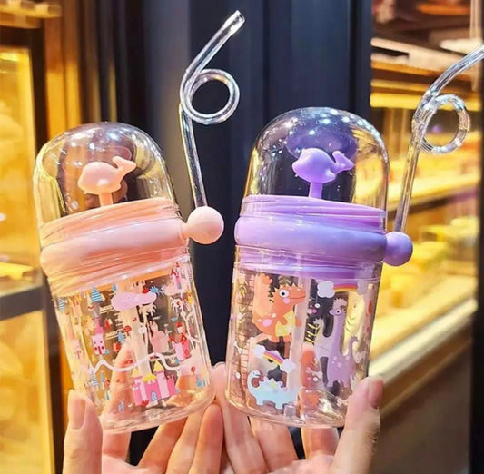 Children Whale Spray Cup Sippy Bottle Cartoon Baby With Sippy Kettle Outdoor Portable Children’s Cup (random Color)